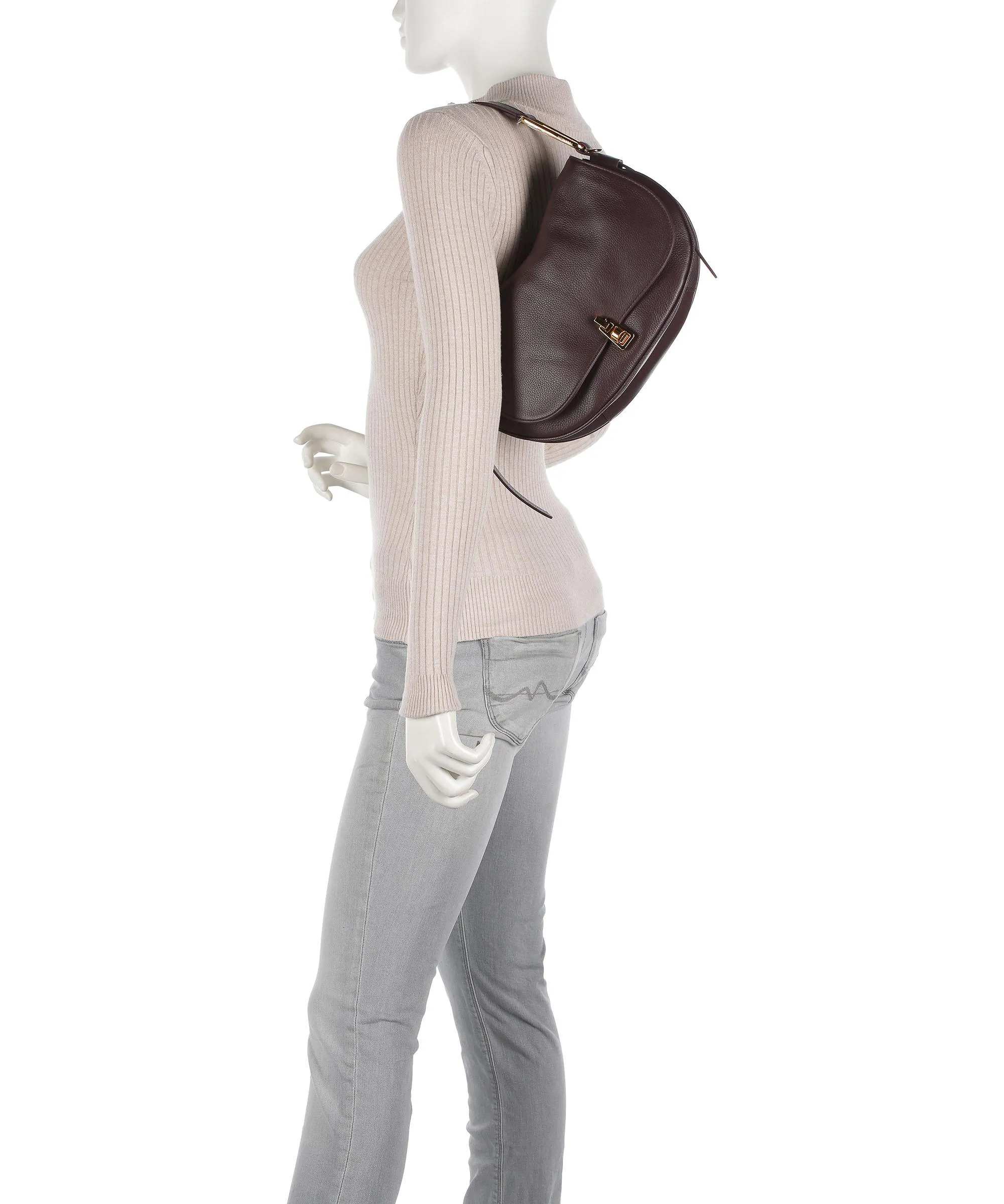  Coccinelle Magie Borsa hobo pelle granulata mogano  
