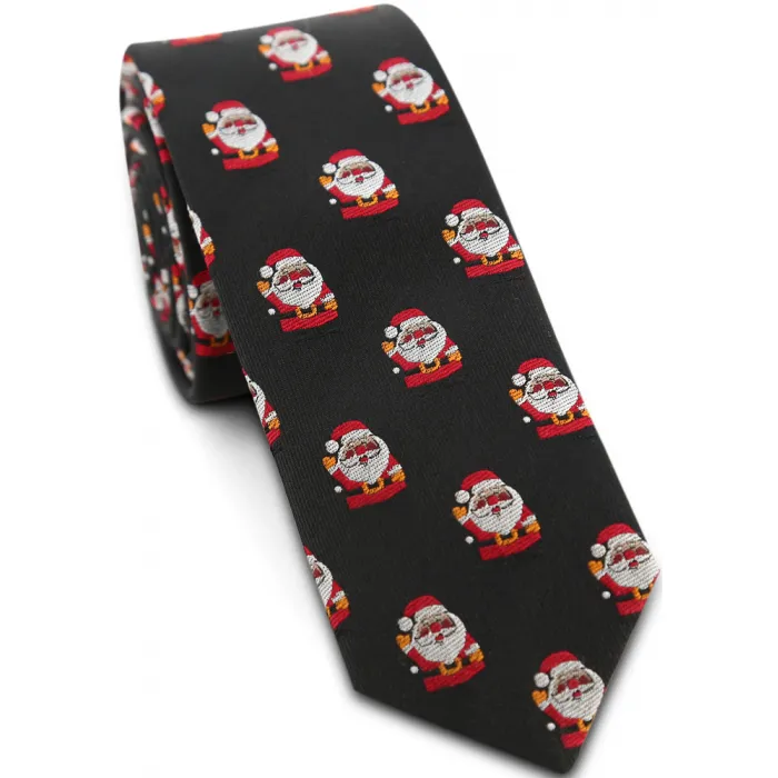 Cravatta Profuomo con motivo Babbo Natale nero