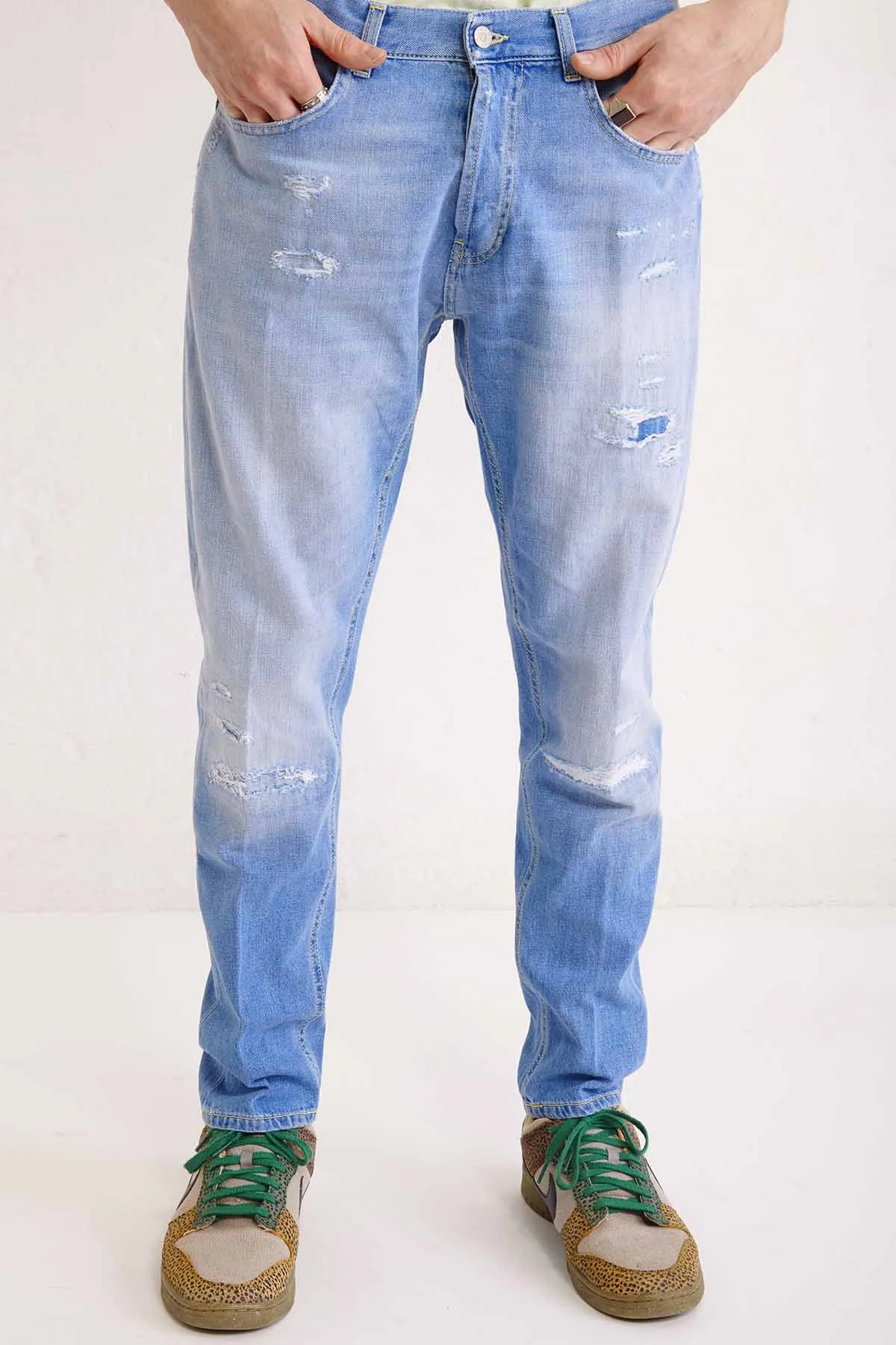 DONDUP Jeans DIAN carrot slim fit  azzurro con rotture