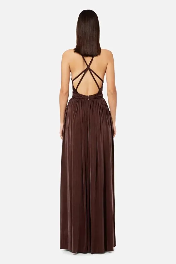 ELISABETTA FRANCHI Abito red carpet con spalline intrecciate