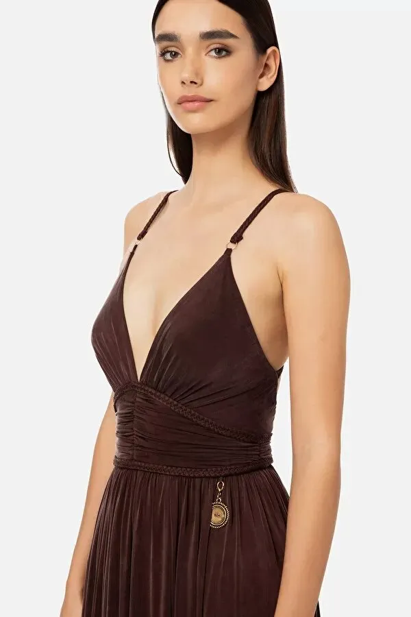 ELISABETTA FRANCHI Abito red carpet con spalline intrecciate