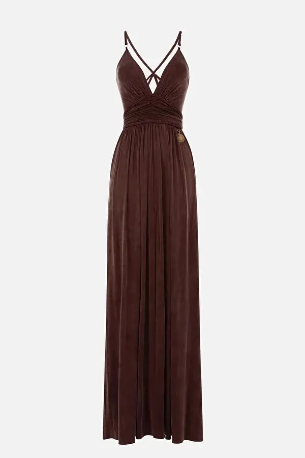 ELISABETTA FRANCHI Abito red carpet con spalline intrecciate
