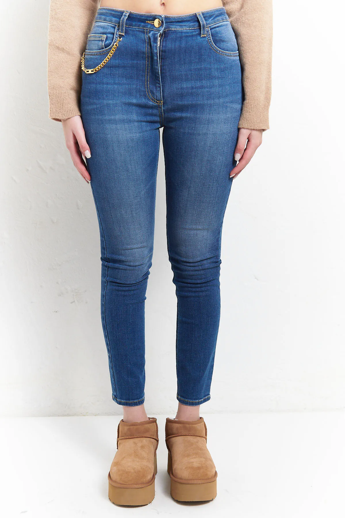 ELISABETTA FRANCHI Jeans skinny con catena