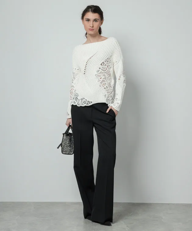 Ermanno Scervino Maglione bianco traforato con pizzo D445M325APMWN