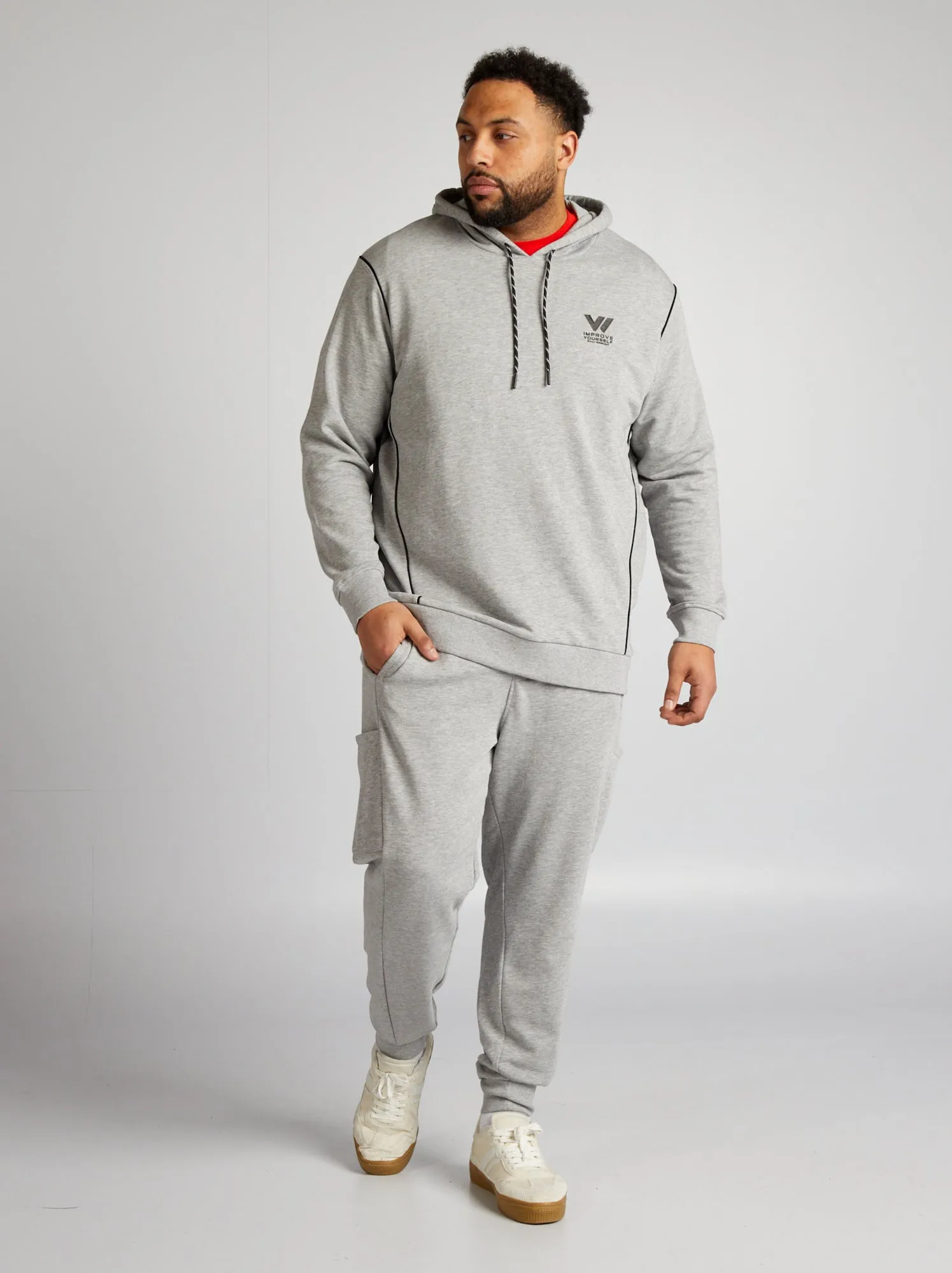 Felpa con cappuccio french terry - GRIGIO
