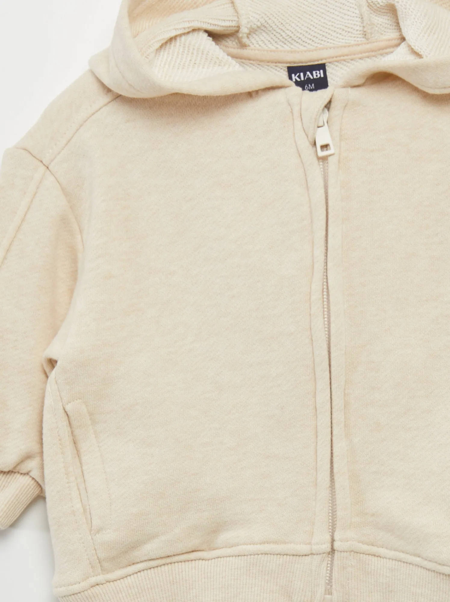 Felpa con zip e cappuccio - BEIGE