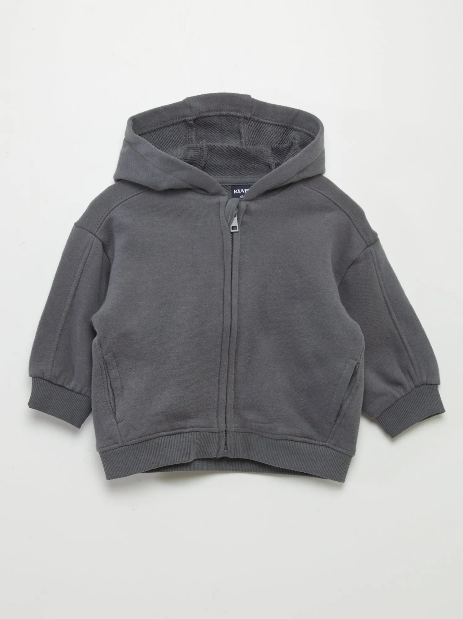 Felpa con zip e cappuccio - GRIGIO