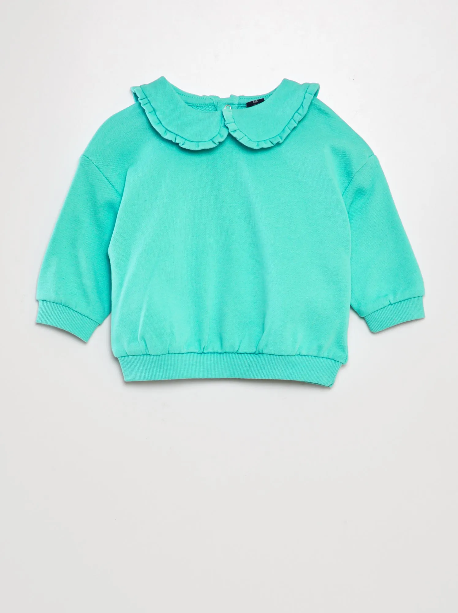 Felpa in cotone con colletto claudine - BLU