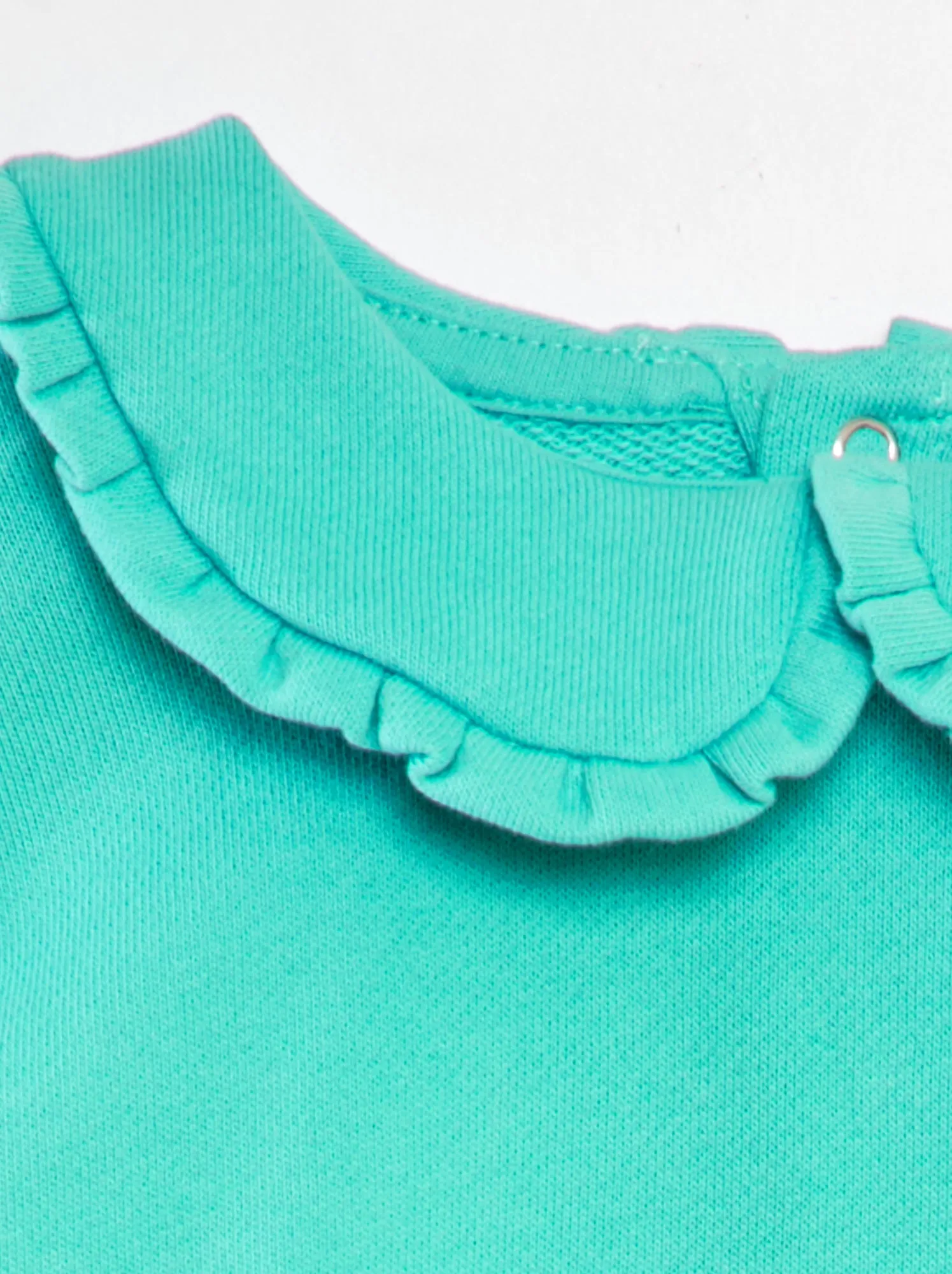 Felpa in cotone con colletto claudine - BLU