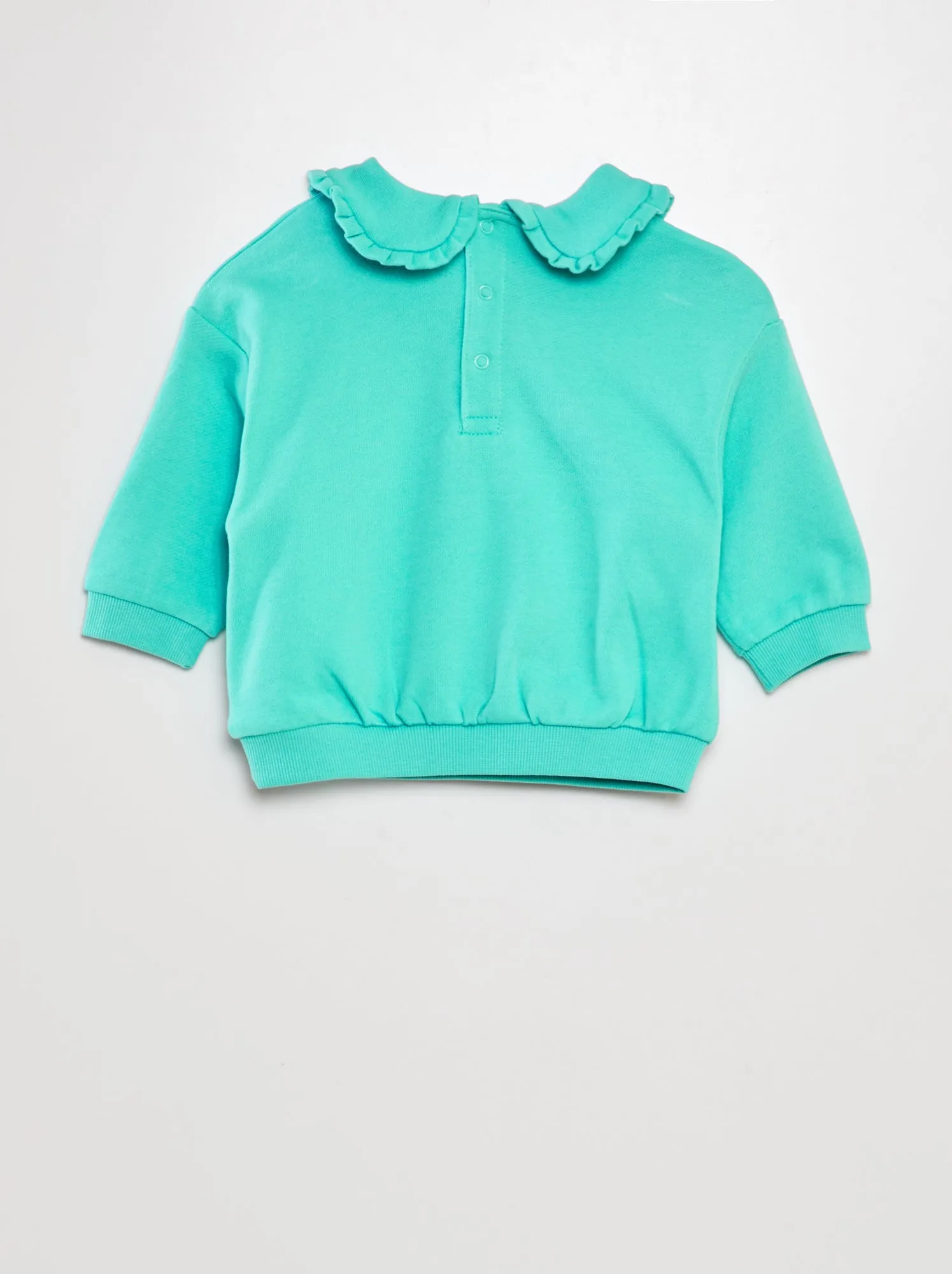 Felpa in cotone con colletto claudine - BLU