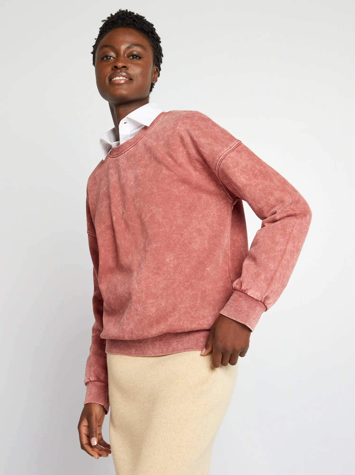 Felpa oversize in tessuto felpato - ROSSO