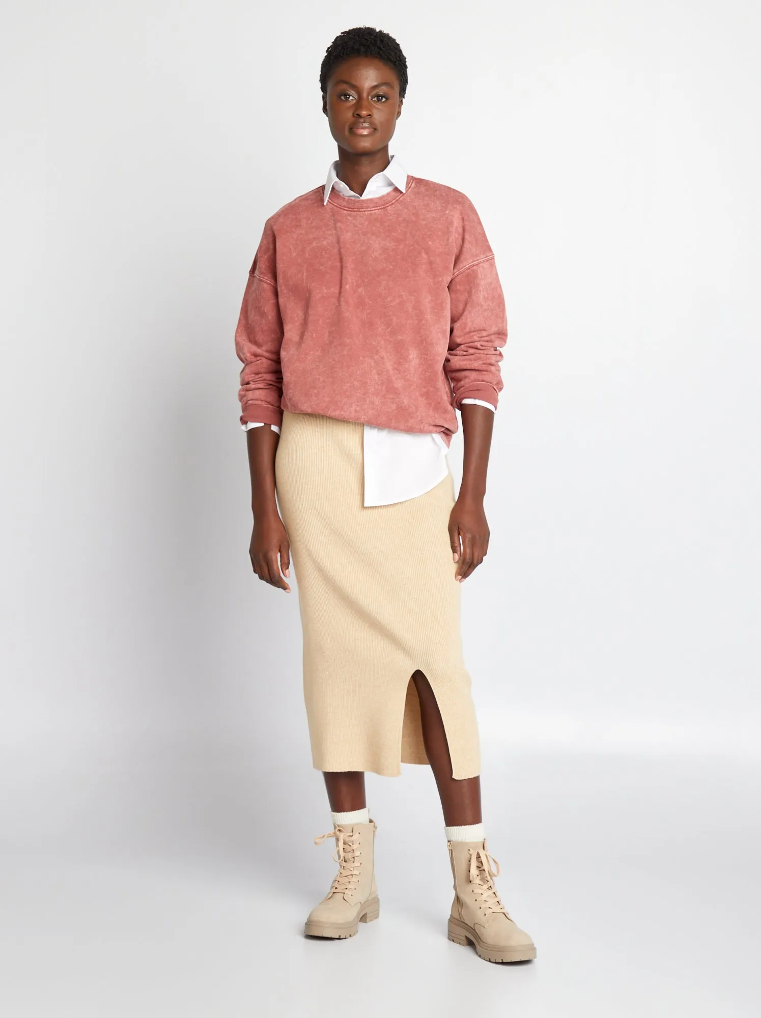 Felpa oversize in tessuto felpato - ROSSO
