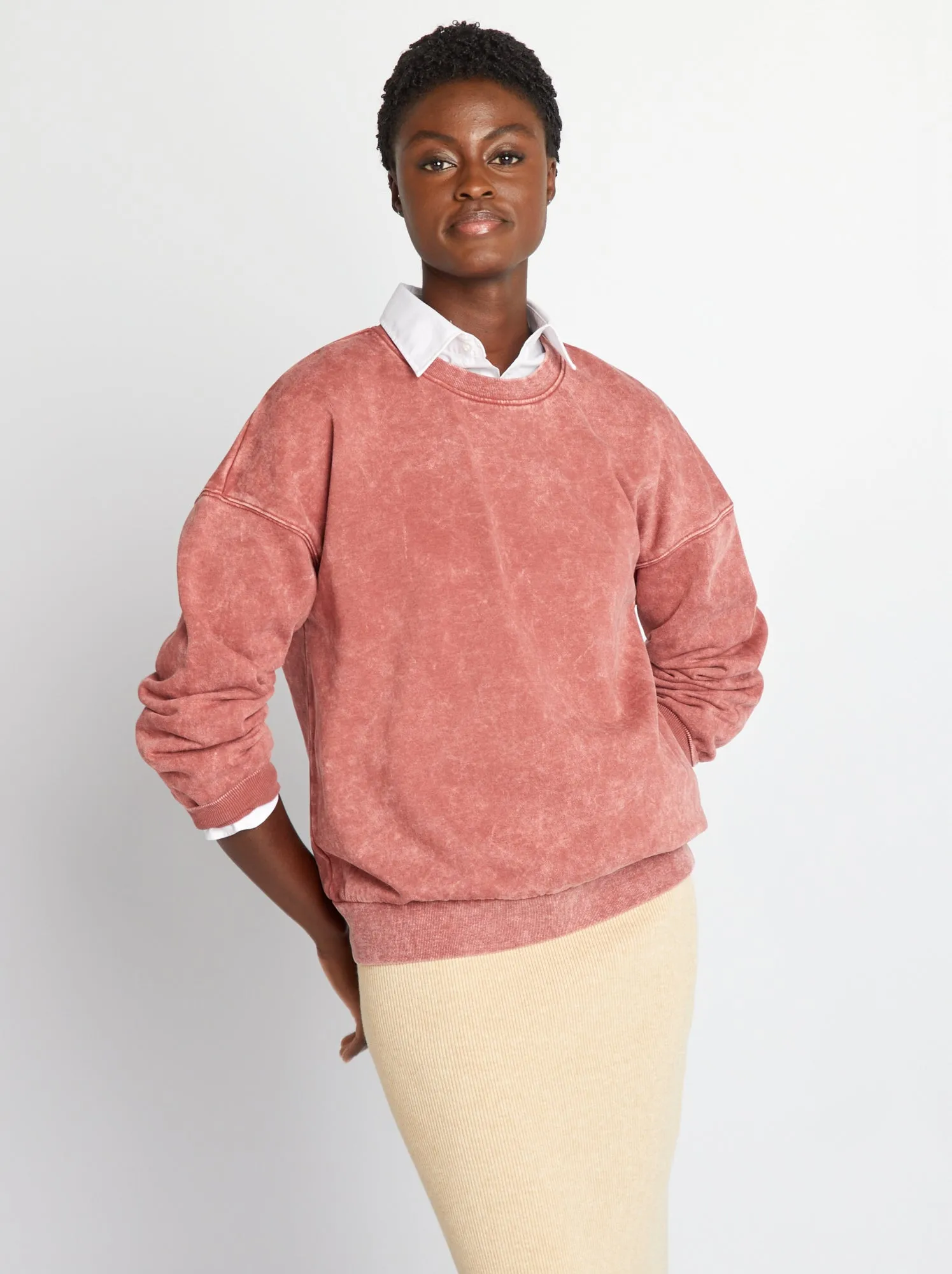 Felpa oversize in tessuto felpato - ROSSO