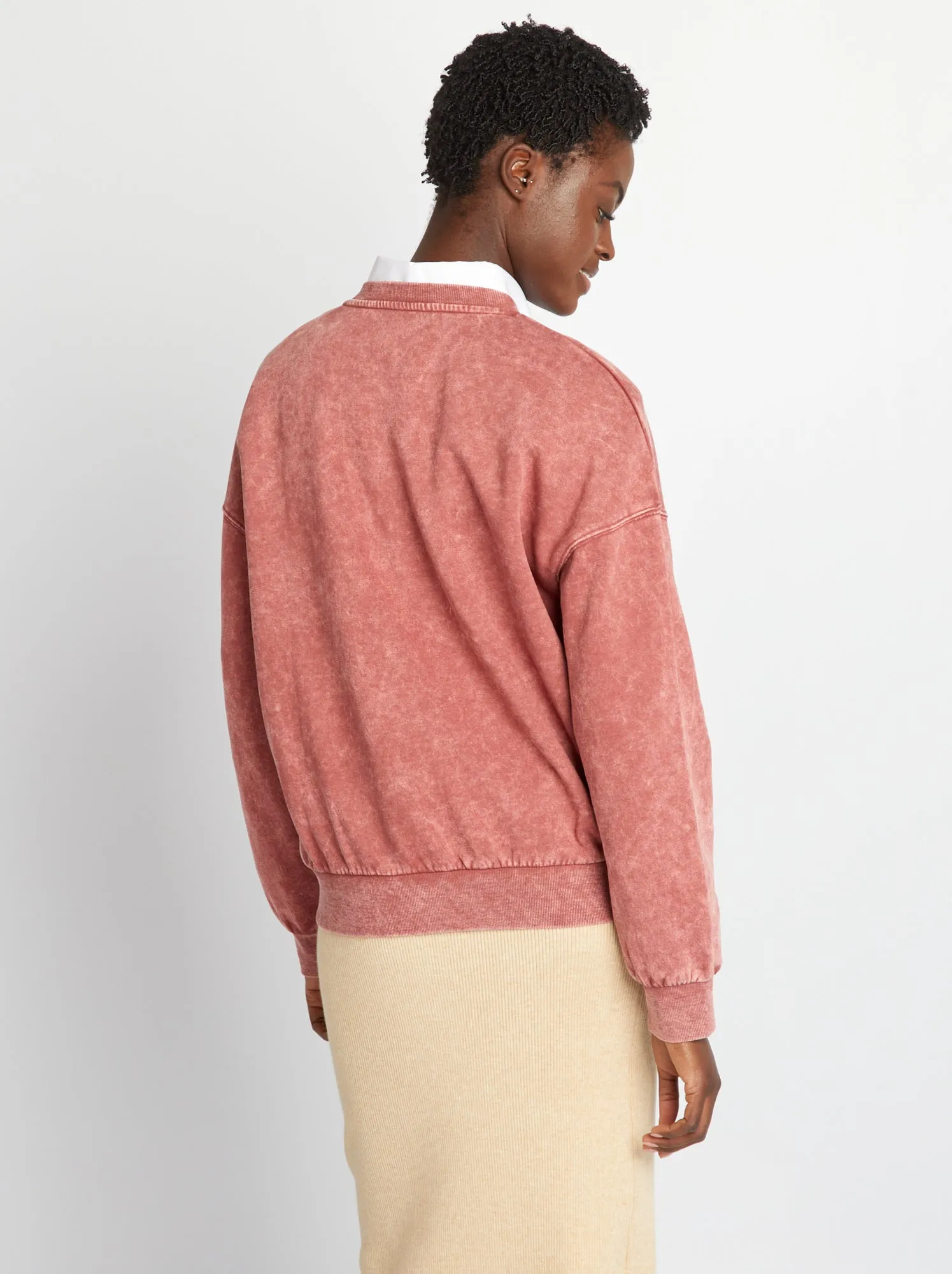 Felpa oversize in tessuto felpato - ROSSO