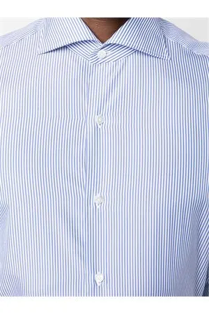 FINAMORE Abbigliamento,Camicie Camicia a righe blu e bianco 