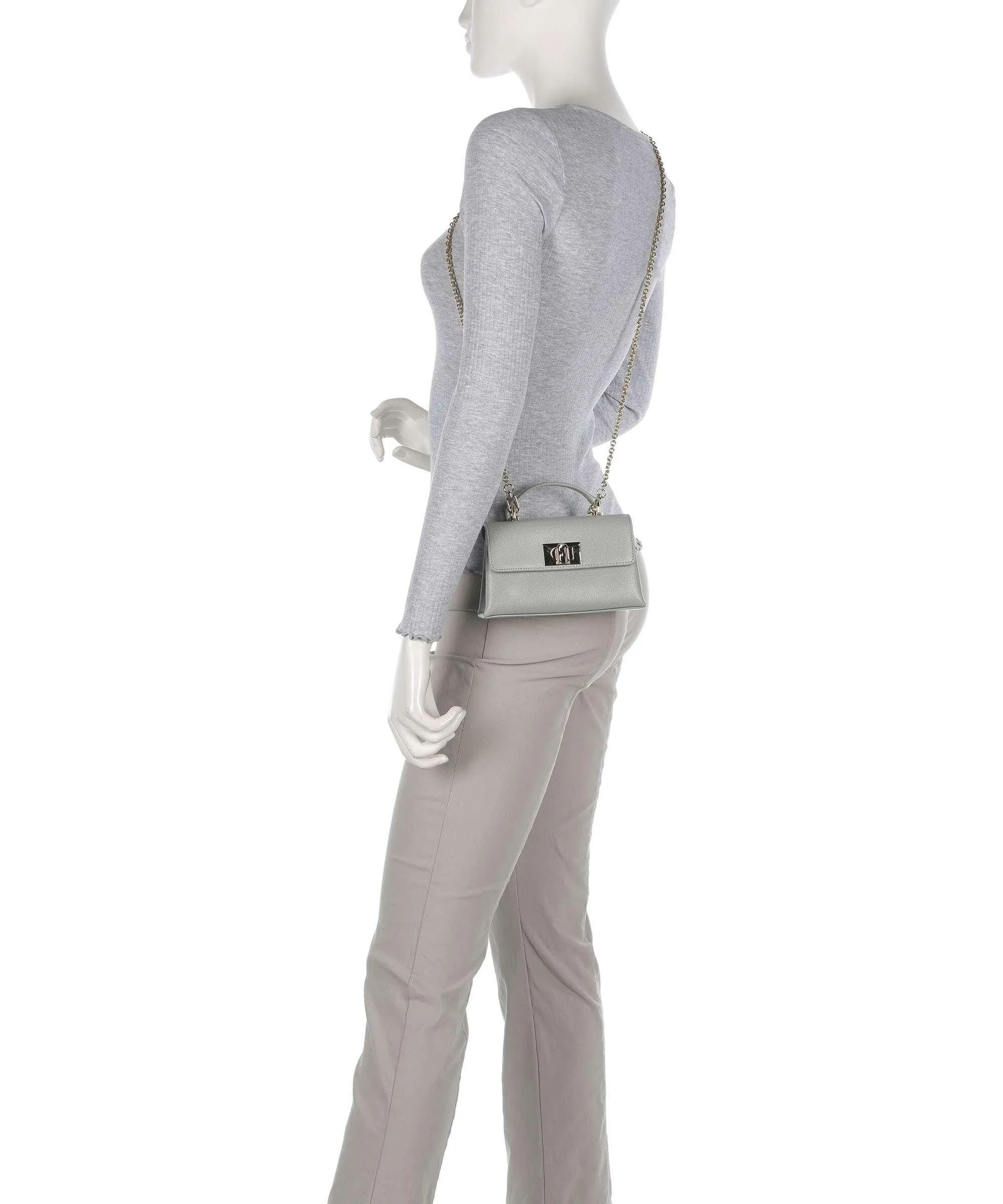  Furla 1927 Mini Borsa a tracolla pelle granulata grigio  