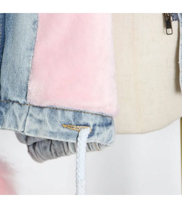 Giacca denim white and furry