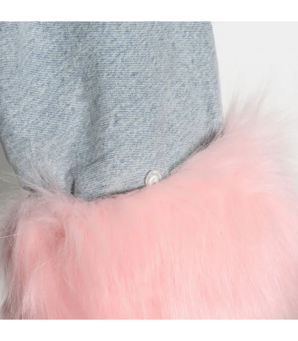Giacca denim white and furry