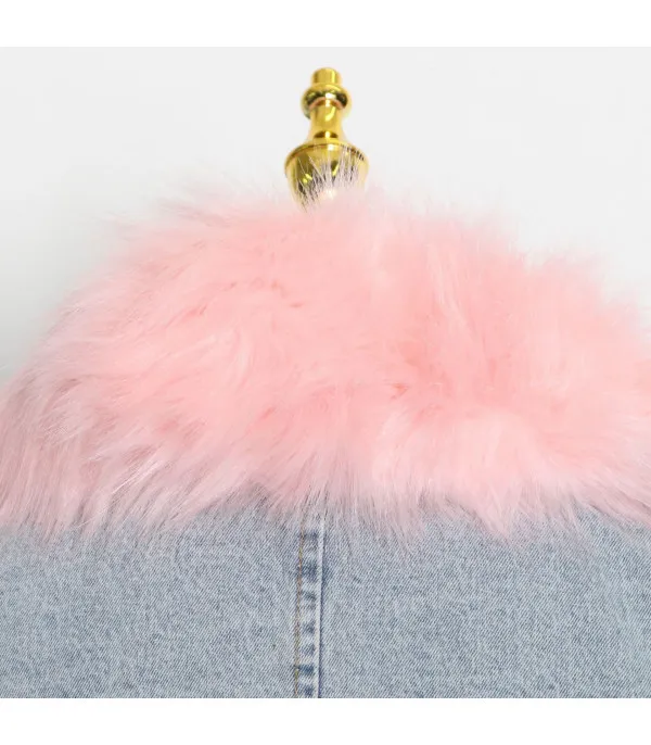 Giacca denim white and furry