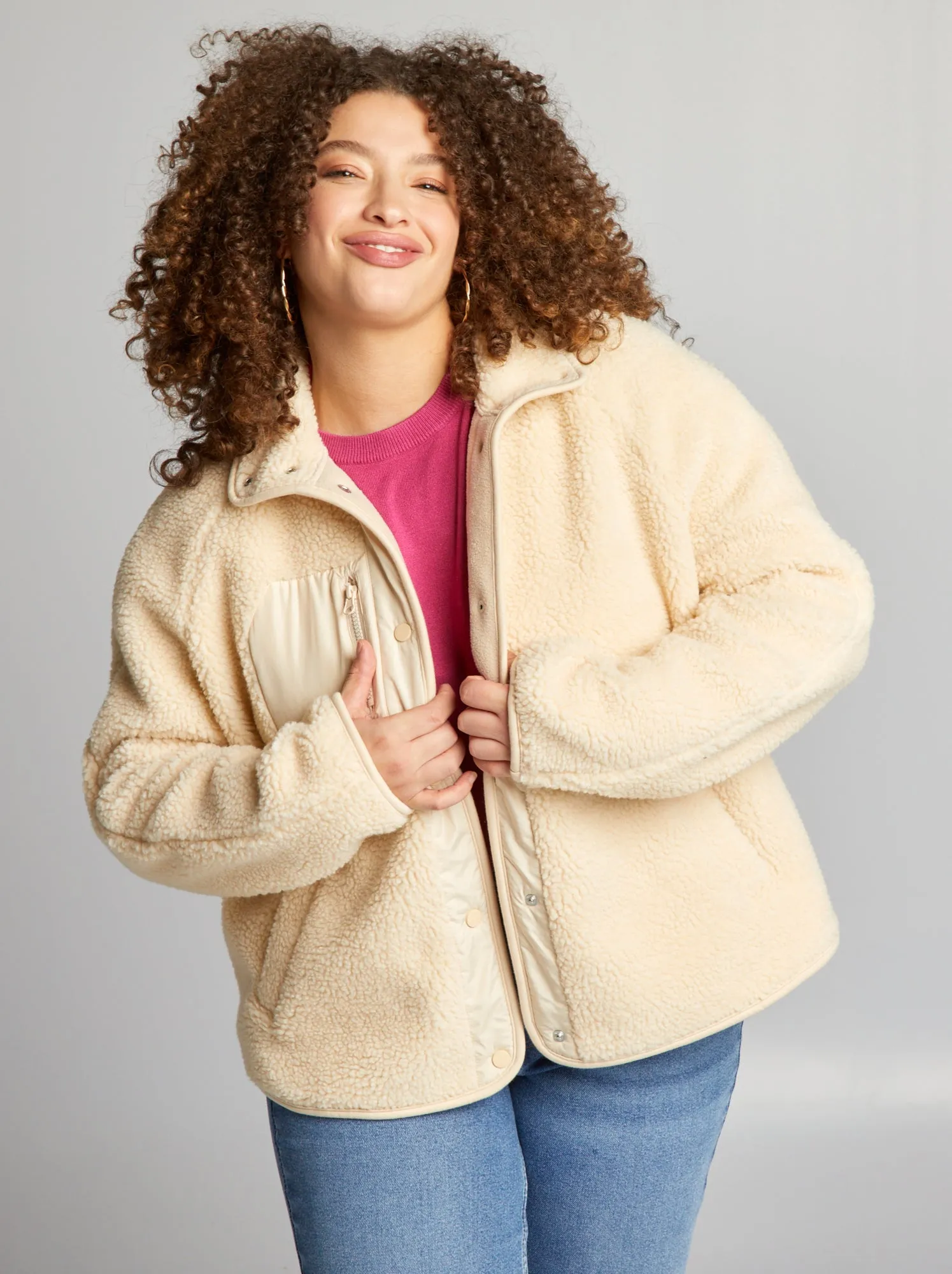 Giacca in sherpa - BEIGE