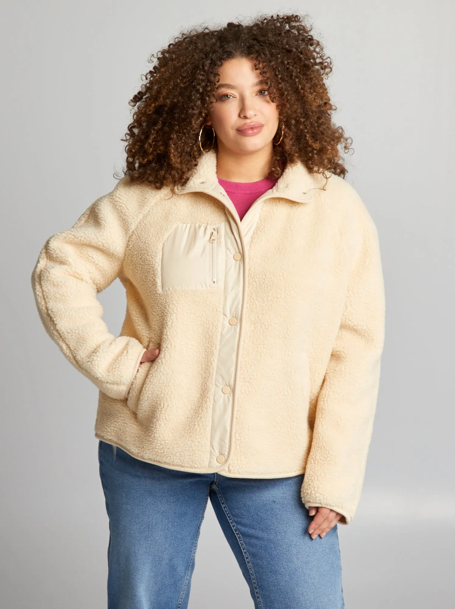 Giacca in sherpa - BEIGE
