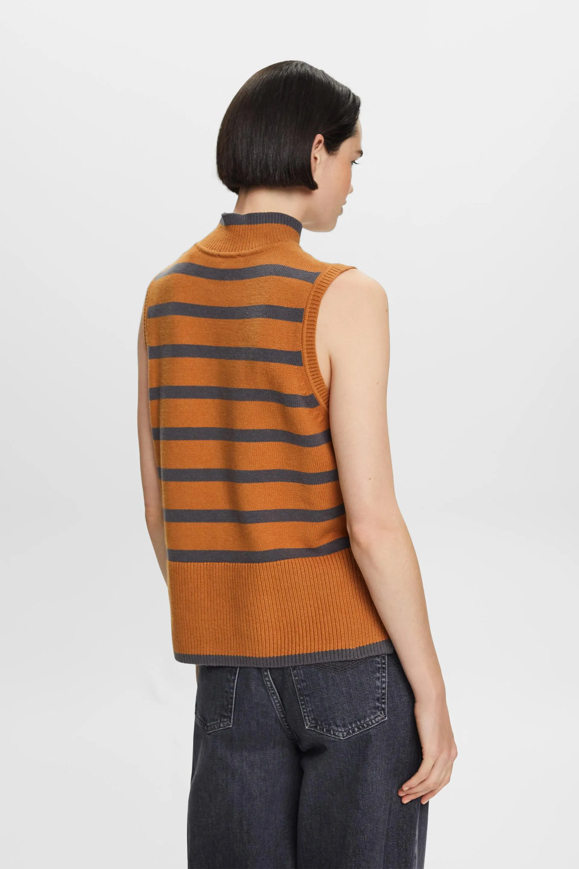 Gilet a lupetto a righe