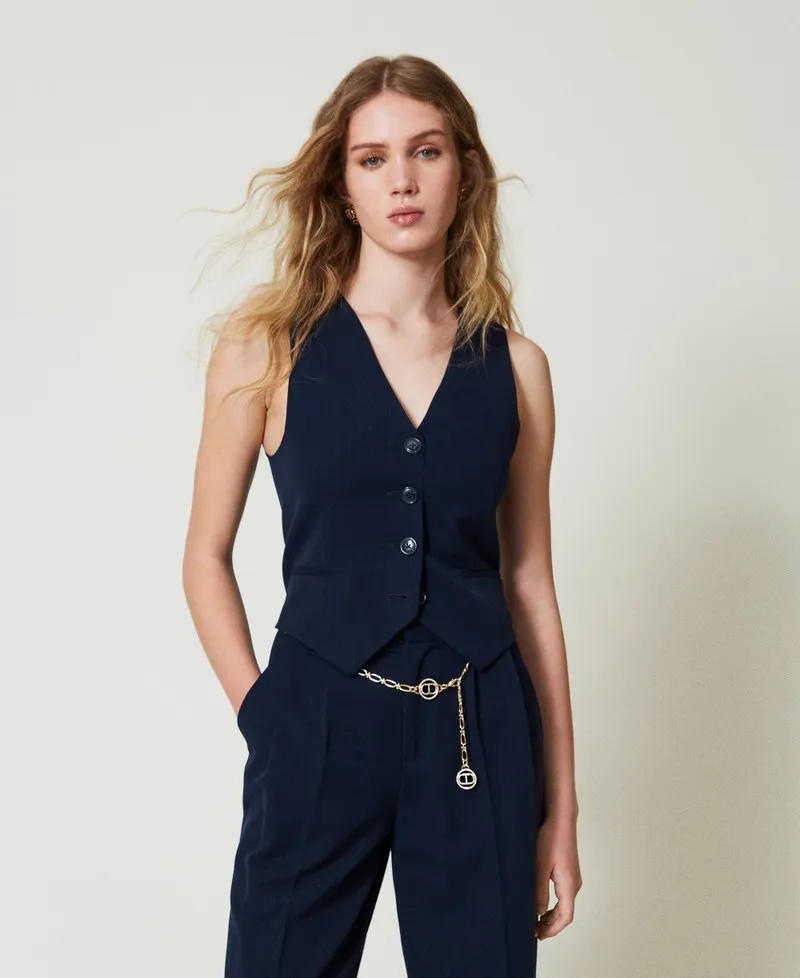 Gilet fitted gessato lurex