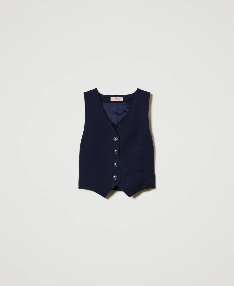 Gilet fitted gessato lurex