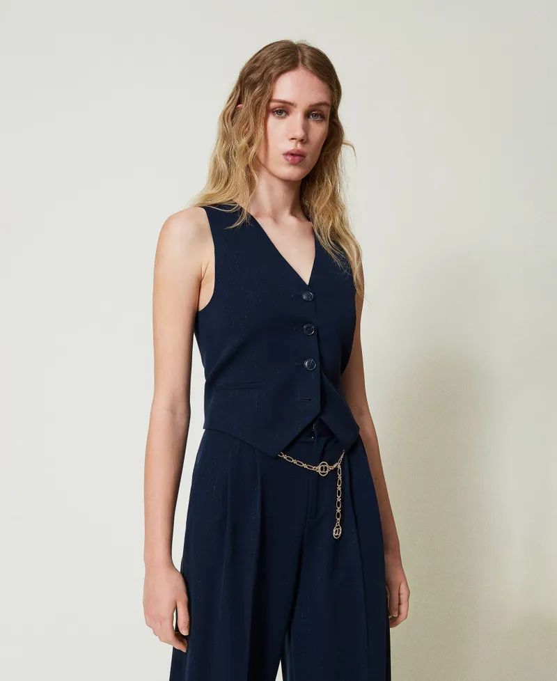 Gilet fitted gessato lurex
