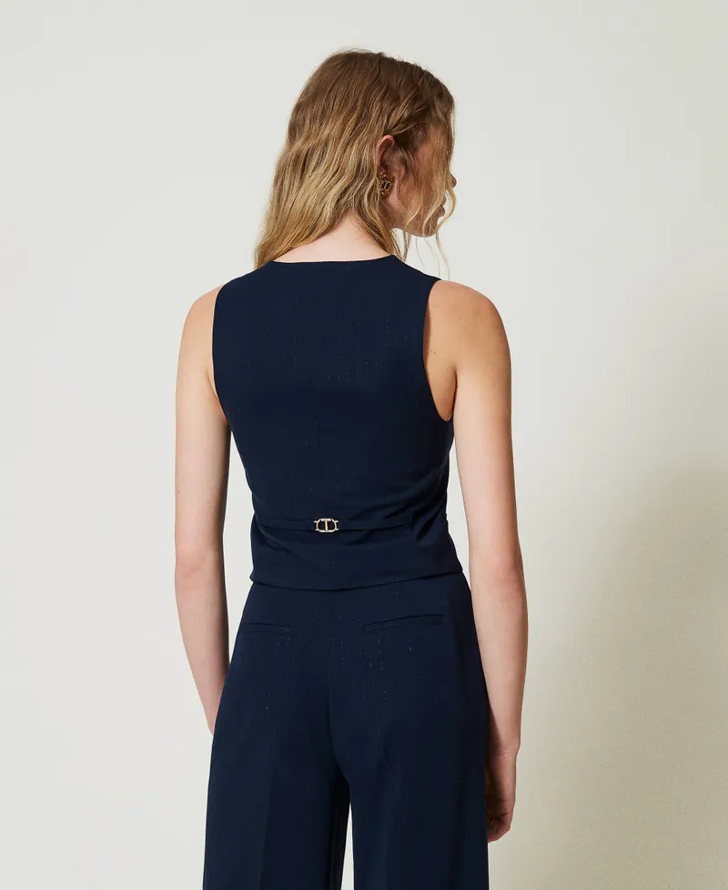 Gilet fitted gessato lurex