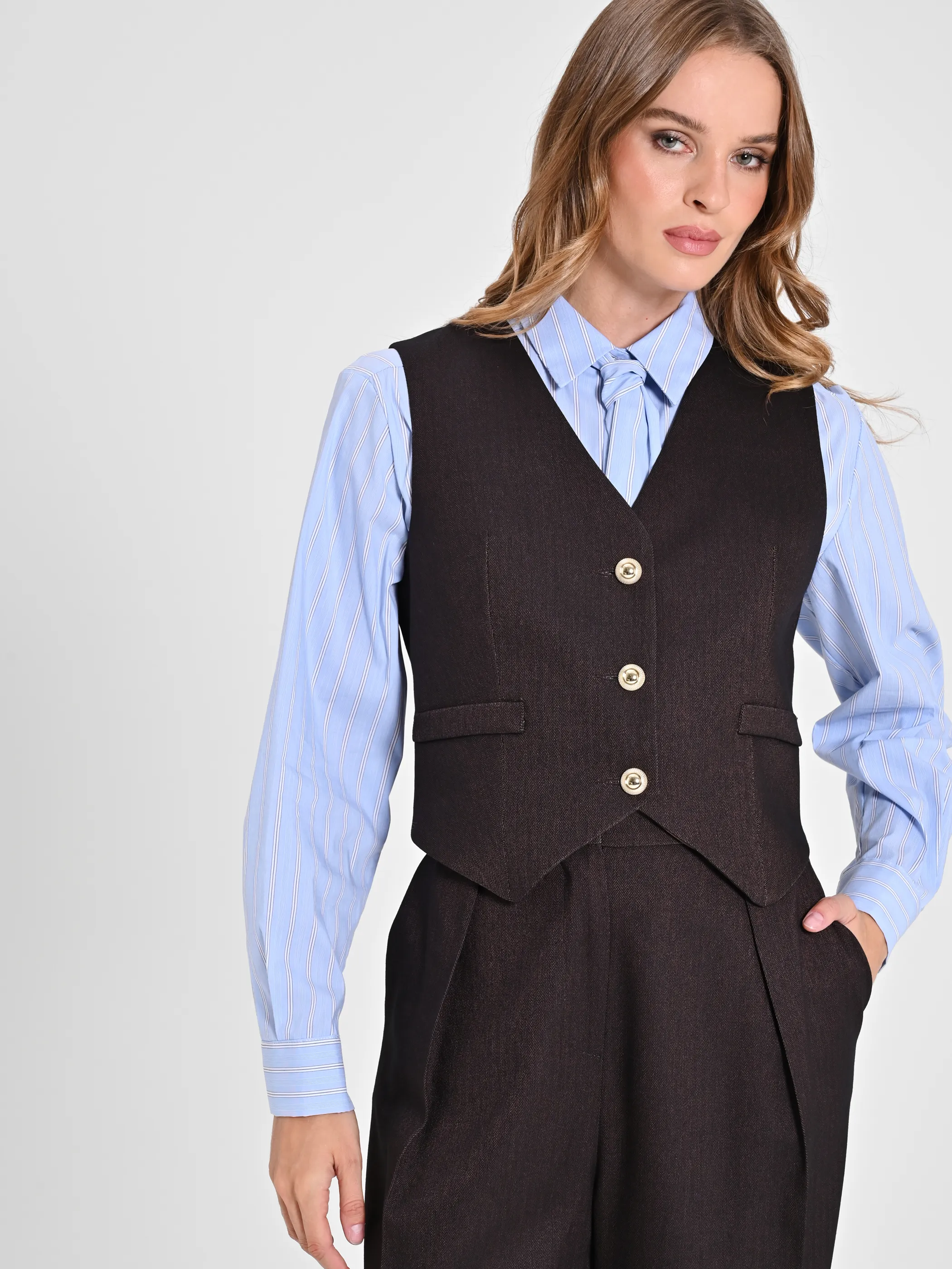      Gilet in Poliviscosa Marrone     