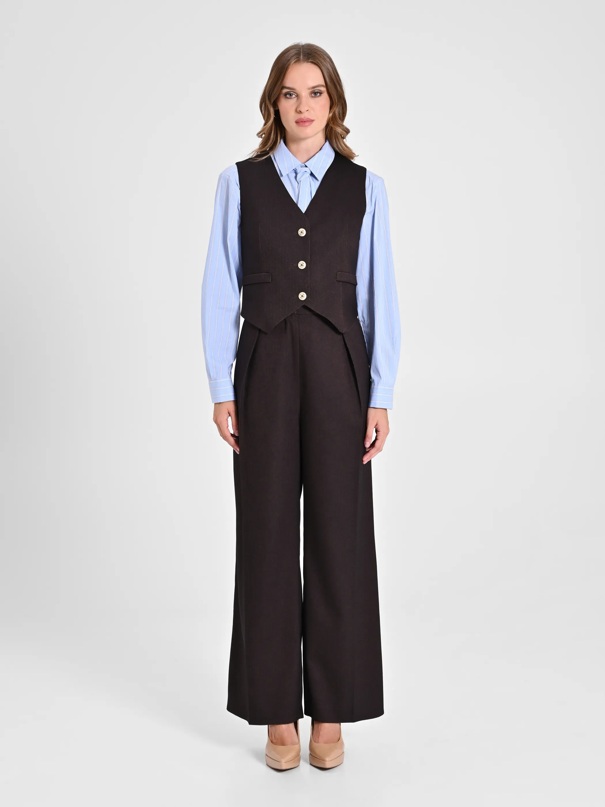      Gilet in Poliviscosa Marrone     