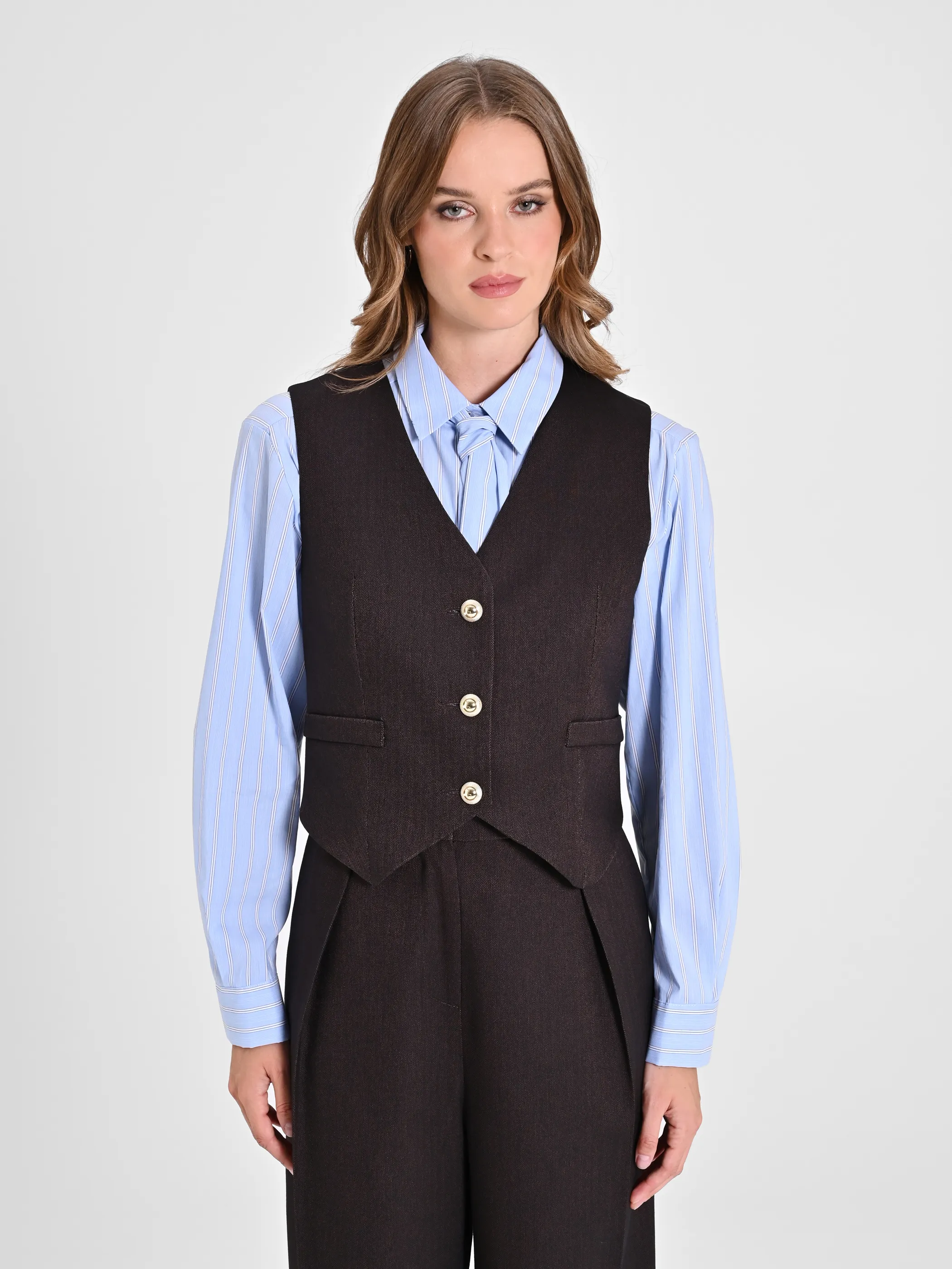      Gilet in Poliviscosa Marrone     