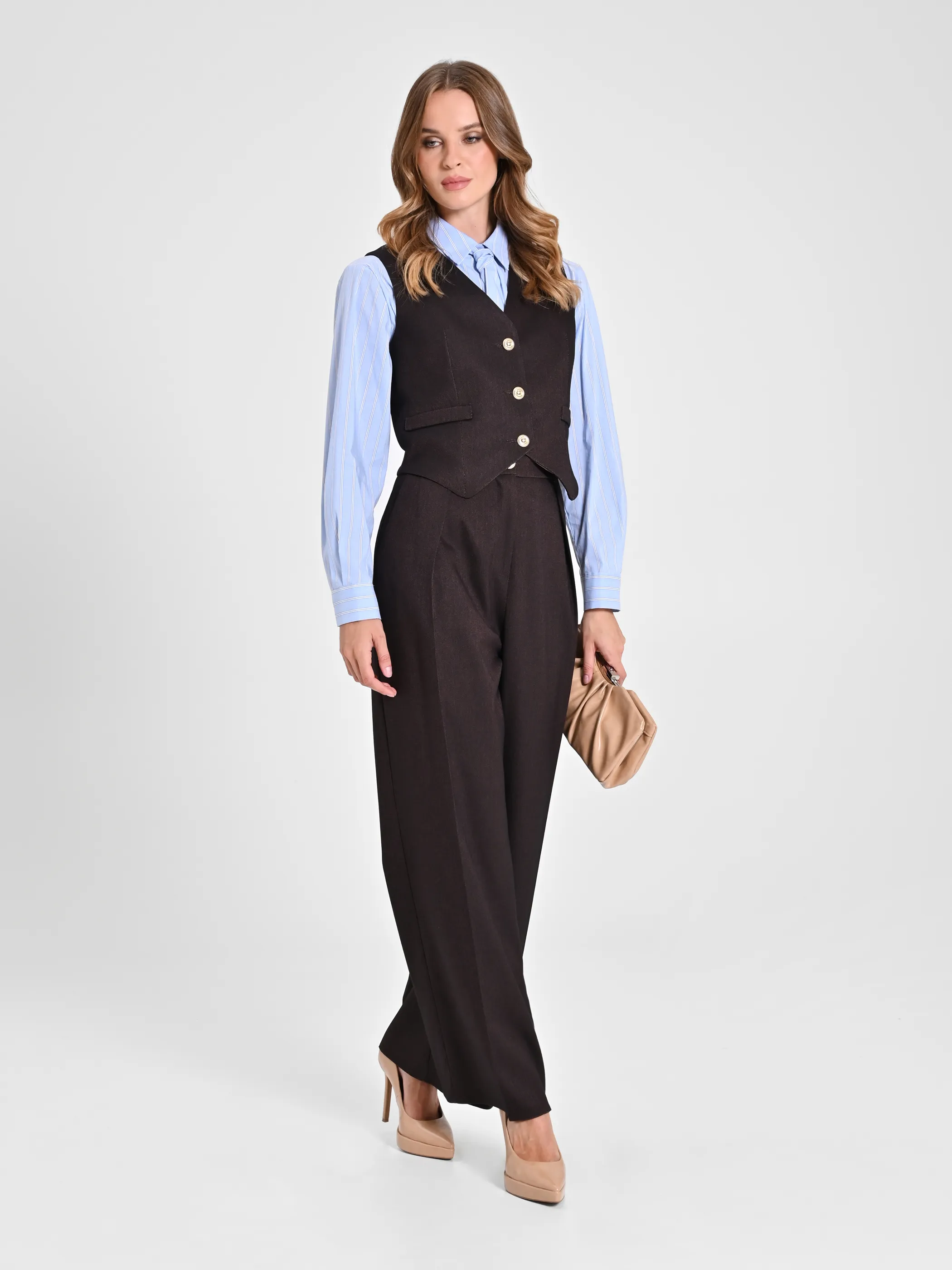      Gilet in Poliviscosa Marrone     
