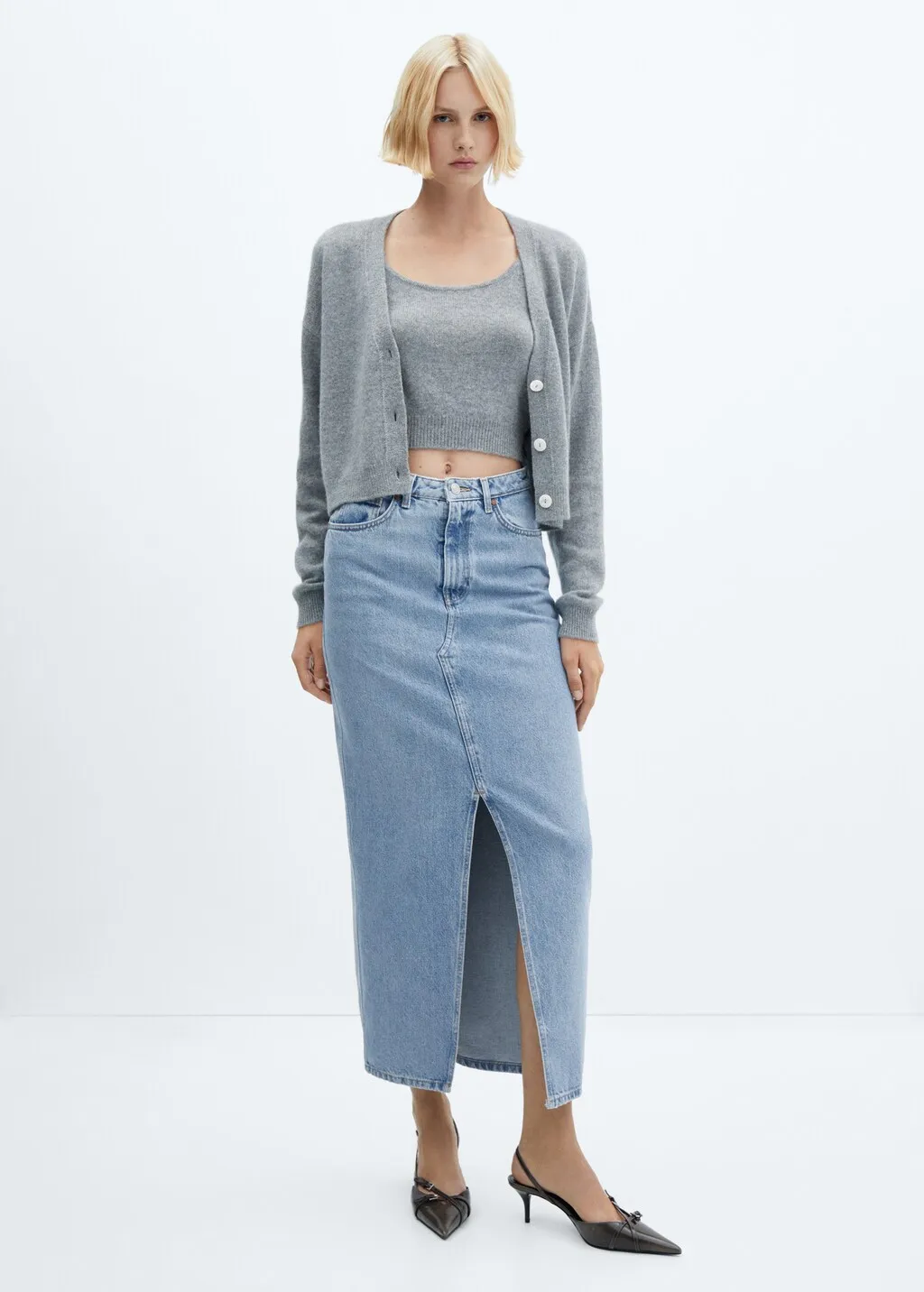 Gonna denim spacco