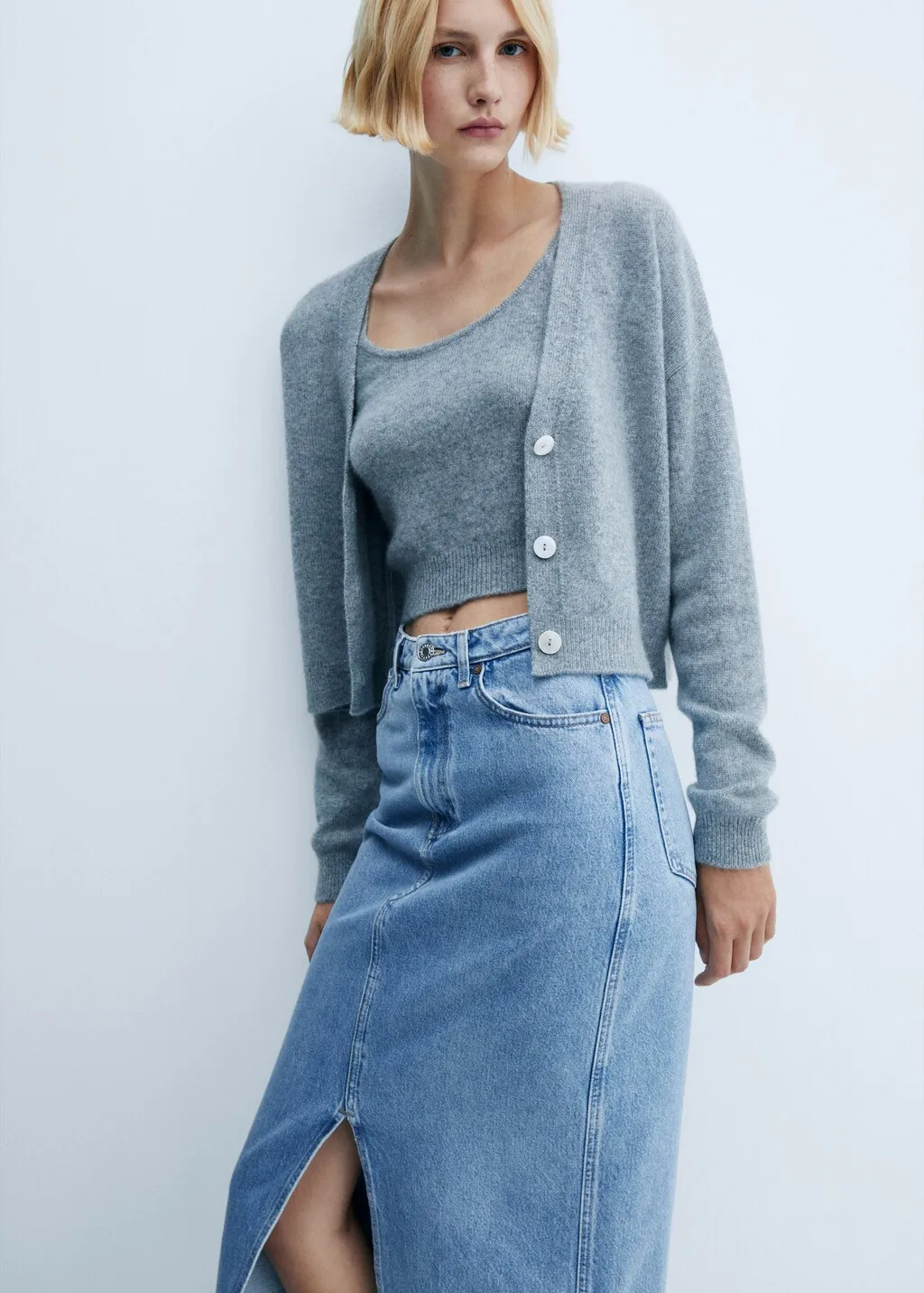 Gonna denim spacco