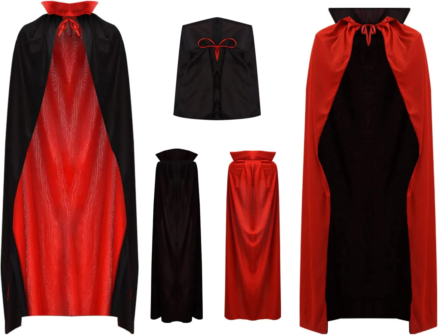 Halcyerdu Costumi Halloween, Mantello Cappuccio Nero con Guanti Scheletro,Scaldacollo Teschio,Falce Halloween,Halloween Costume 