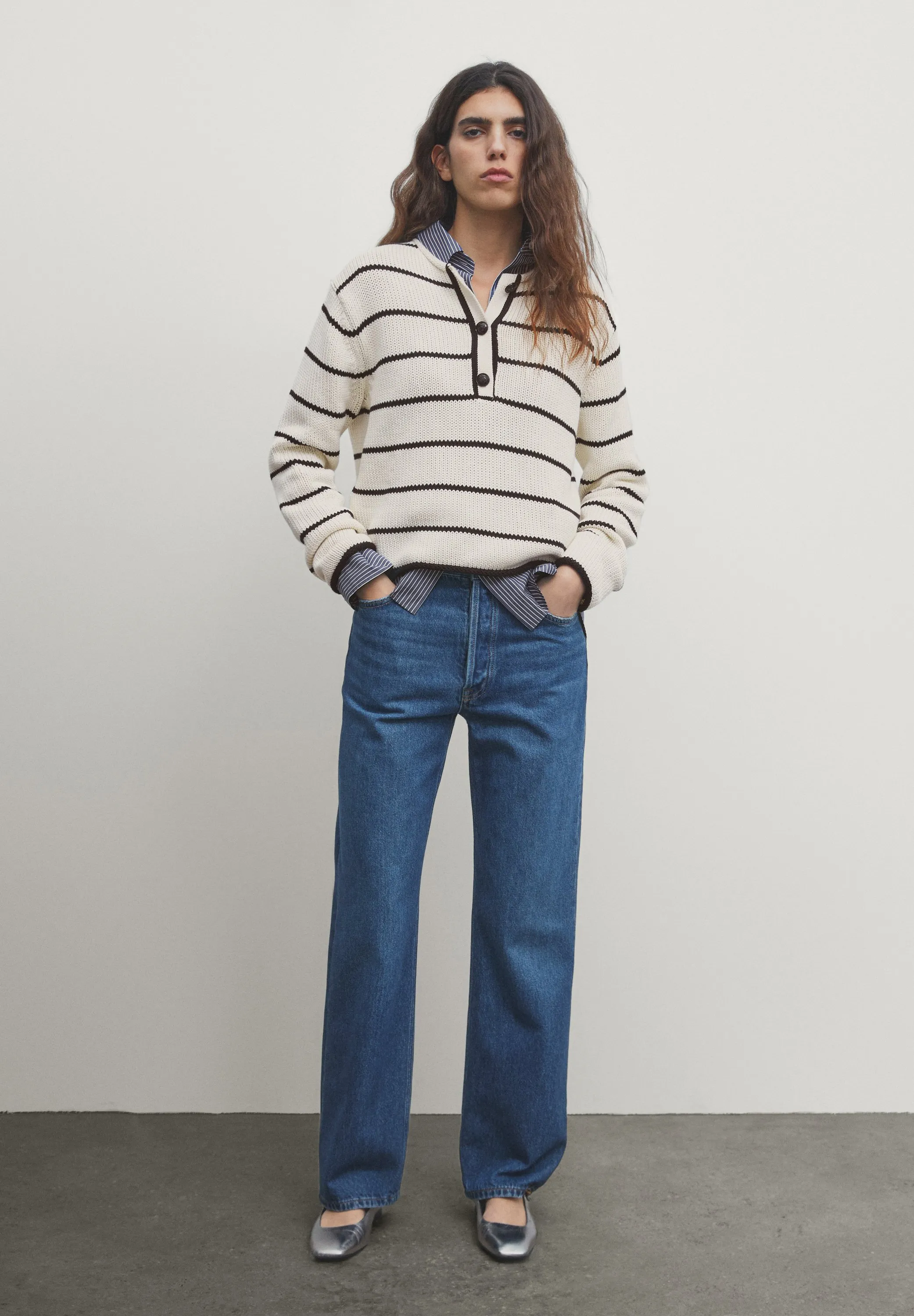 HENLEY NECK STRIPED - Maglione