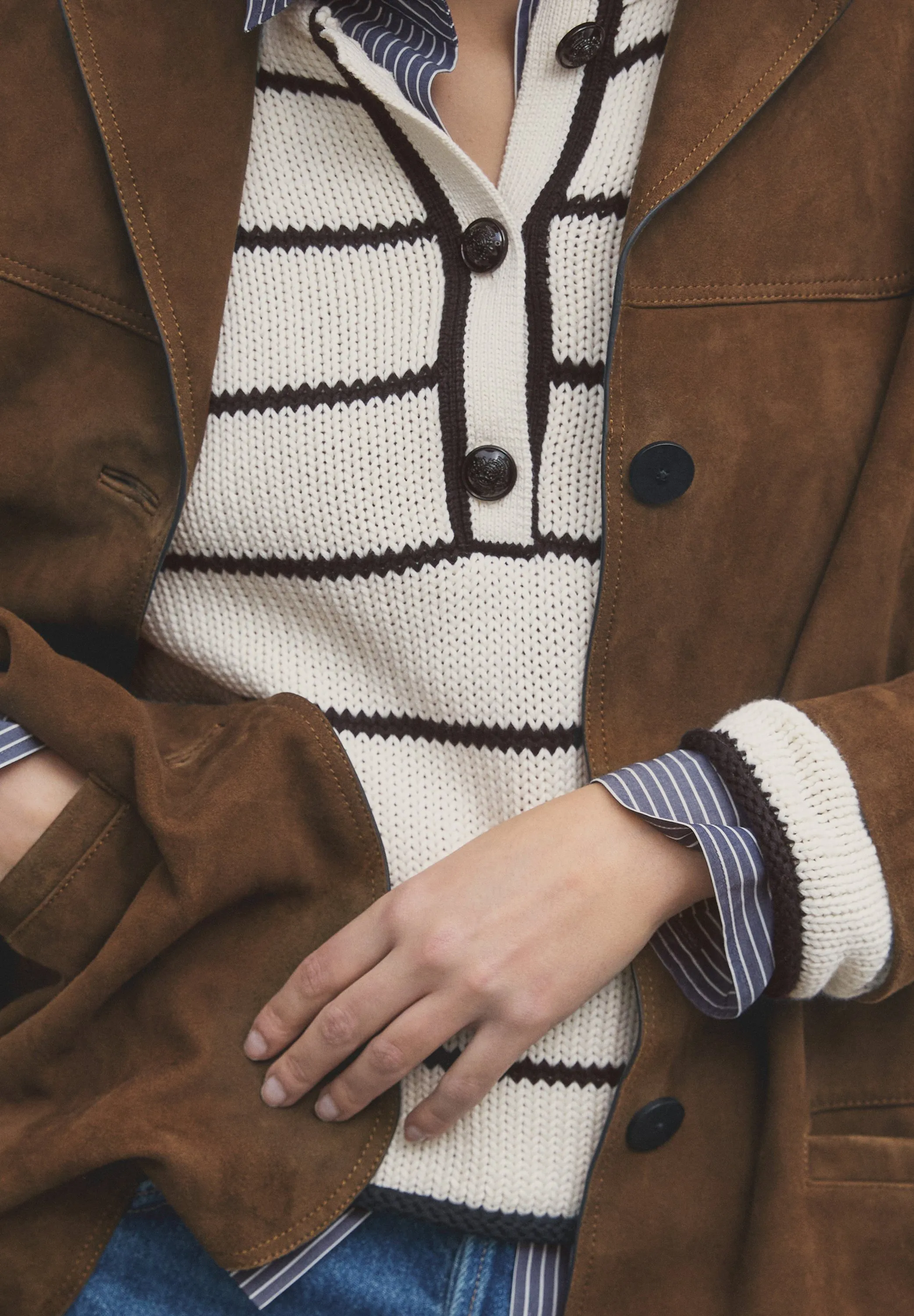 HENLEY NECK STRIPED - Maglione