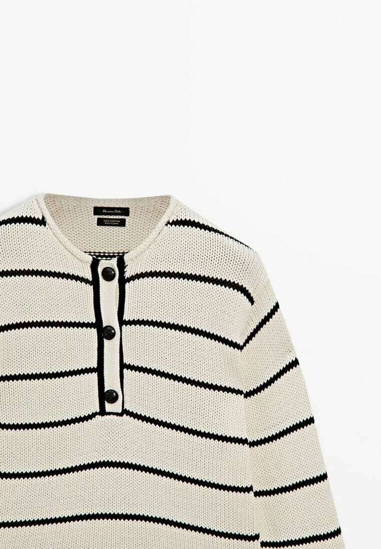 HENLEY NECK STRIPED - Maglione