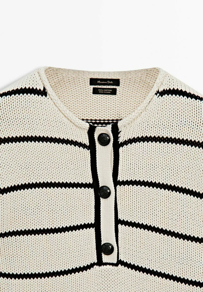HENLEY NECK STRIPED - Maglione