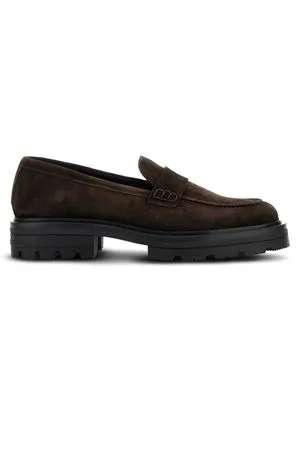 HOGAN Calzature,Sneakers Mocassini H673 in pelle scamosciata marrone 