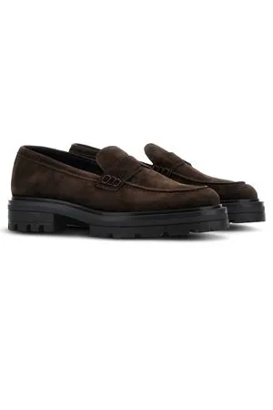 HOGAN Calzature,Sneakers Mocassini H673 in pelle scamosciata marrone 