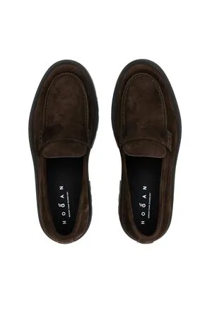 HOGAN Calzature,Sneakers Mocassini H673 in pelle scamosciata marrone 