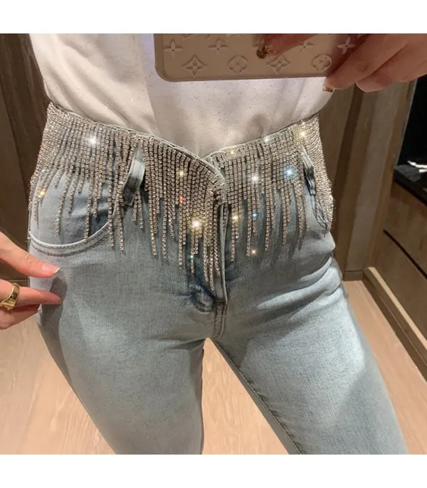 Jeans strassfringe belt