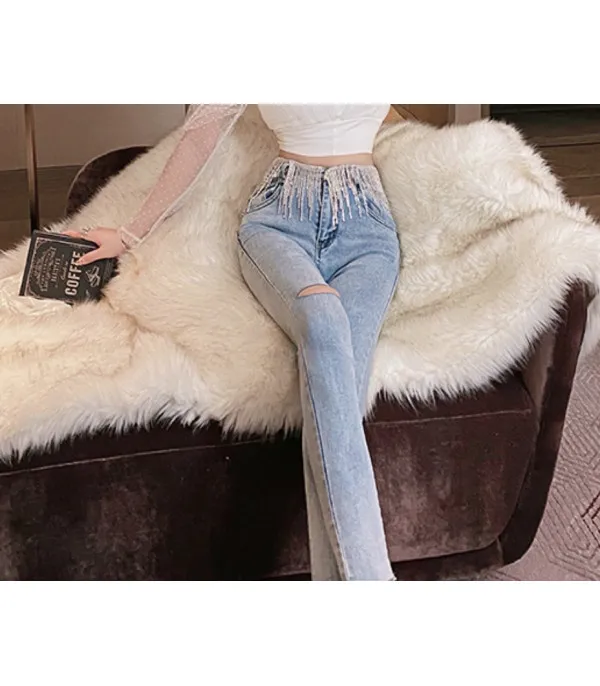 Jeans strassfringe belt