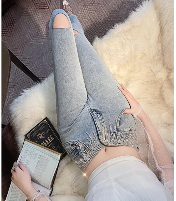 Jeans strassfringe belt