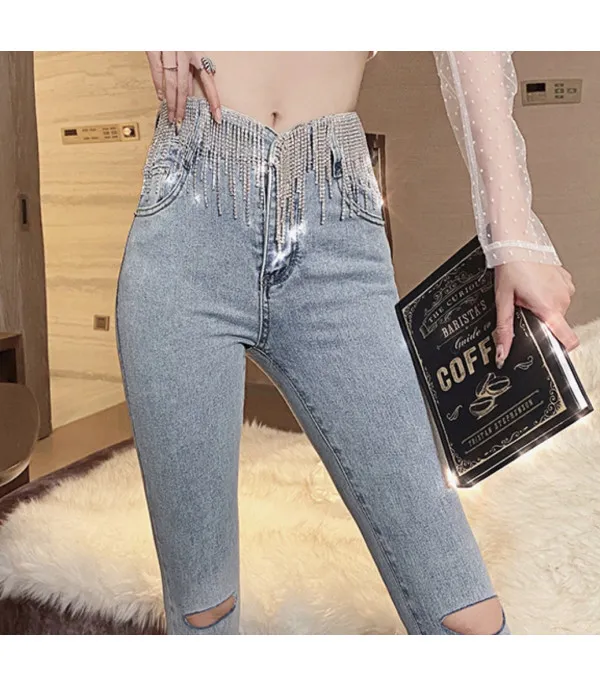 Jeans strassfringe belt