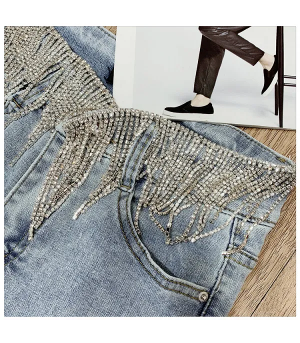 Jeans strassfringe belt