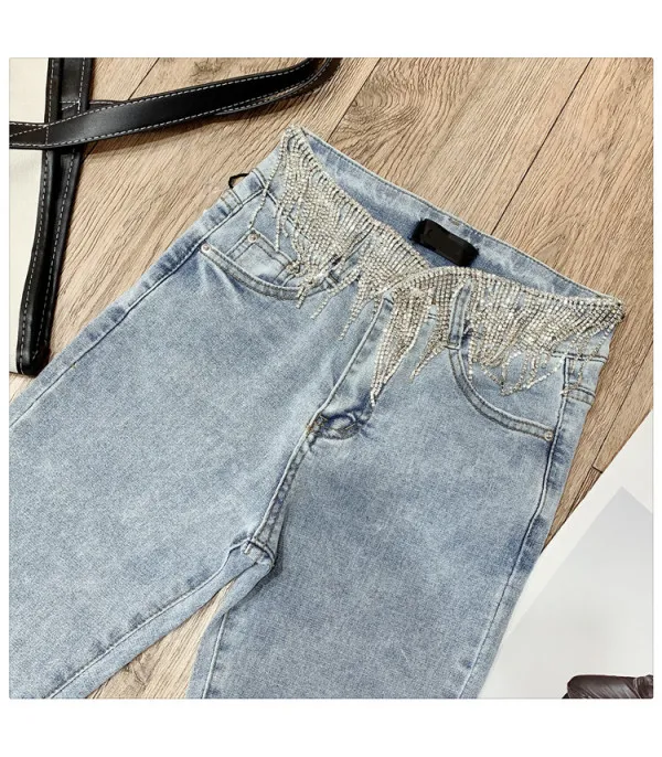 Jeans strassfringe belt